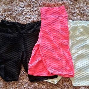 Women's Athletic Scrunch Butt Shorts Set in Black, Hot Pink, and White